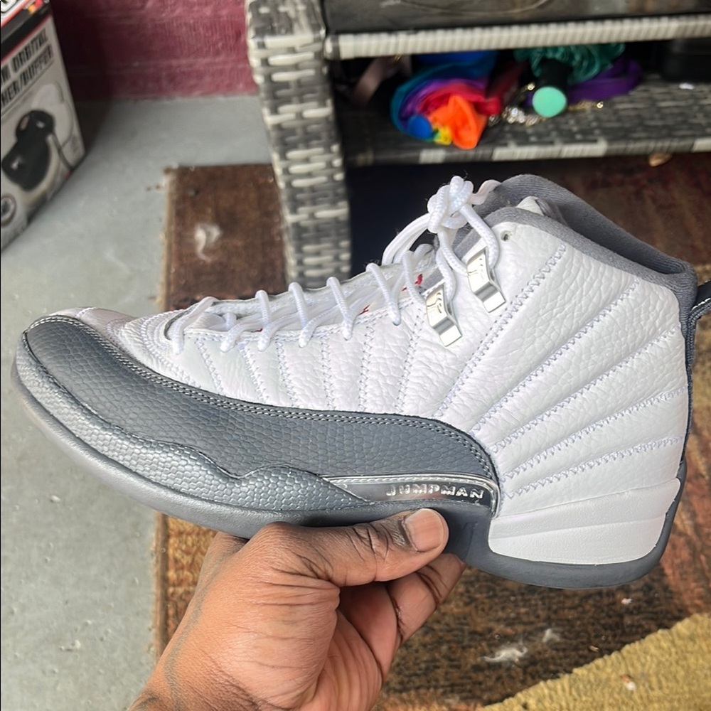 White and Gray High-Top Sneakers